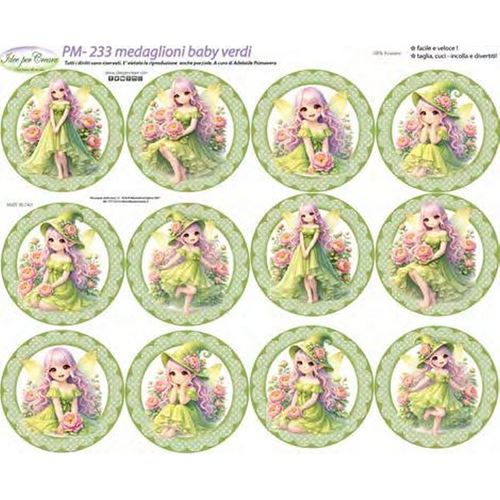 Pannolenci Stampato Medaglioni Baby Verdi