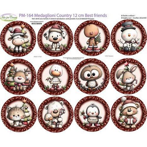 Pannolenci Stampato Medaglioni Country 12 cm Best Friends