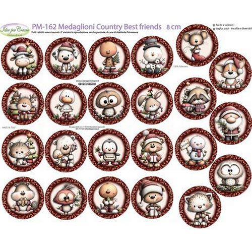 Pannolenci Stampato Medaglioni Country 8 cm Best Friends