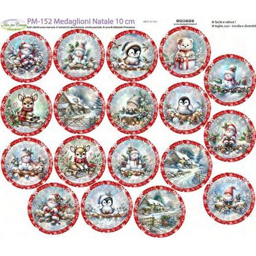 Pannolenci Stampato Medaglioni Natale cm 10