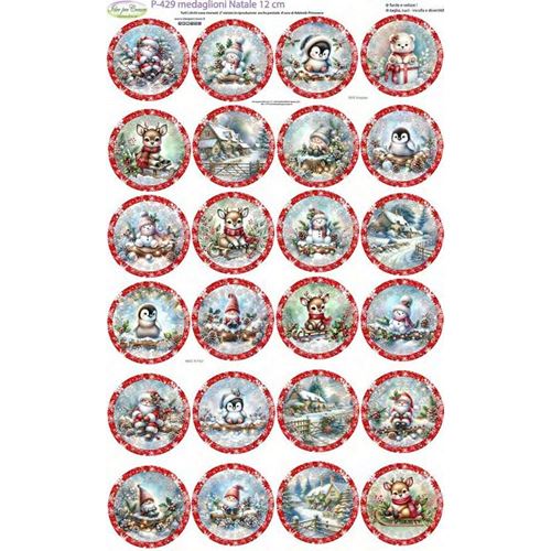 Pannolenci Stampato Medaglioni Natale cm 12