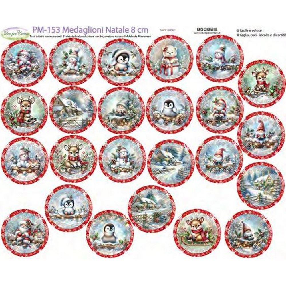 Pannolenci Stampato Medaglioni Natale cm 8