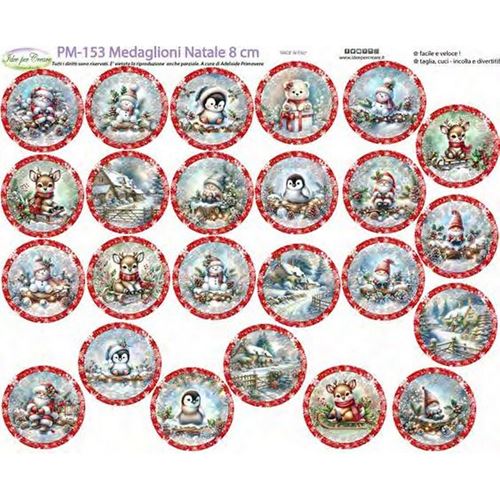 Pannolenci Stampato Medaglioni Natale cm 8