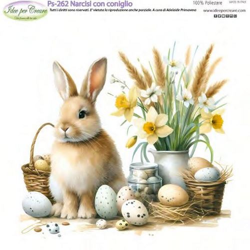 Pannolenci Stampato Narcisi con Coniglio