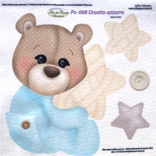 Pannolenci Stampato Orsetto Azzurro