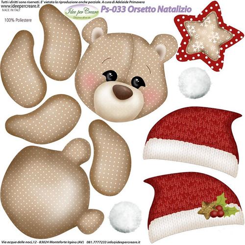 Pannolenci Stampato Orsetto Natalizio