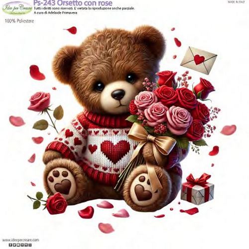 Pannolenci Stampato Orsetto con Rose