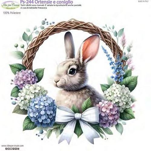 Pannolenci Stampato Ortensie e Coniglio