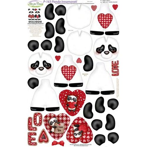 Pannolenci Stampato Panda Innamorati