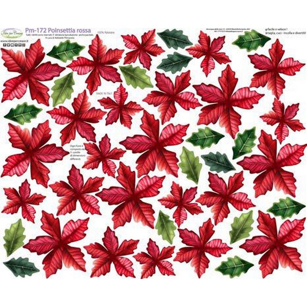 Pannolenci Stampato Poinsettia Rossa