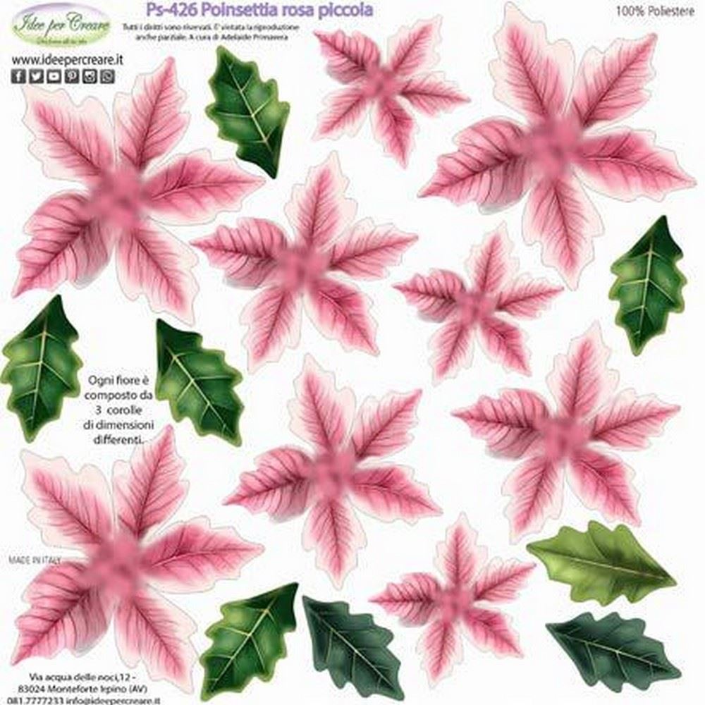 Pannolenci Stampato Poinsettia rosa piccola