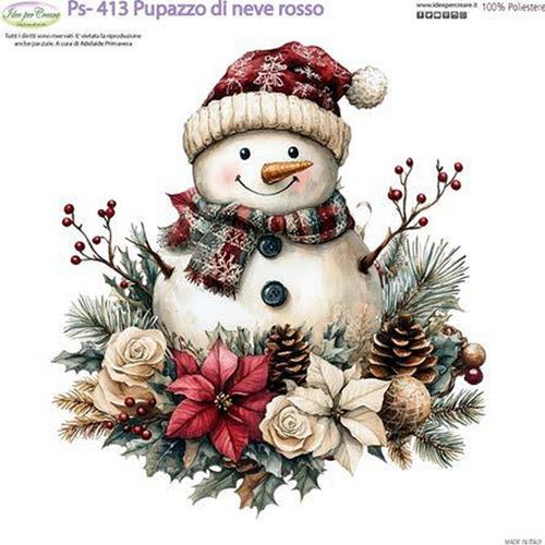 Pannolenci Stampato Pupazzo di neve rosso