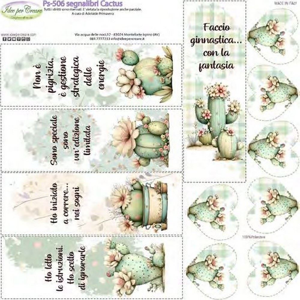 Pannolenci Stampato Segnalibri Cactus