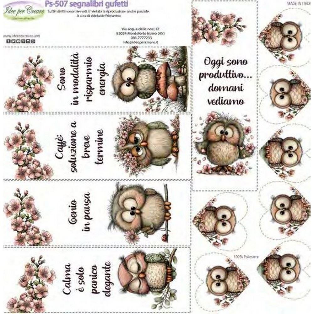 Pannolenci Stampato Segnalibri Gufetti