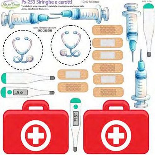 Pannolenci Stampato Siringhe e Cerotti
