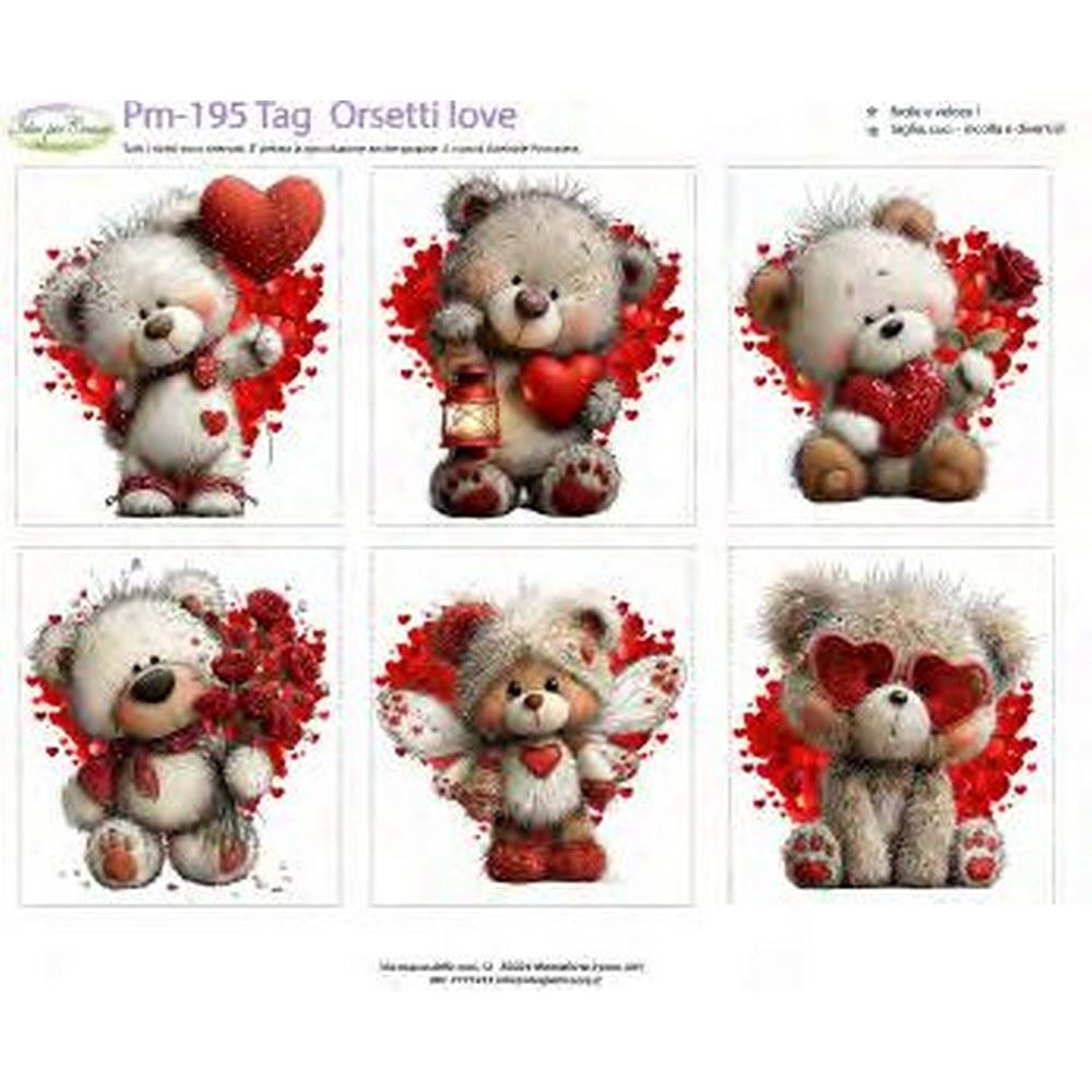 Pannolenci Stampato Tag Orsetti Love