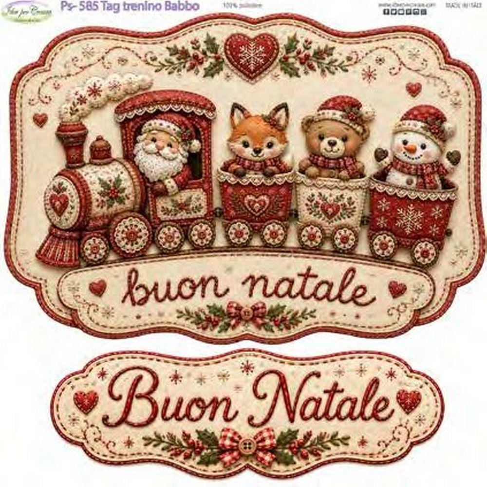 Pannolenci Stampato Tag Trenino Babbo Natale