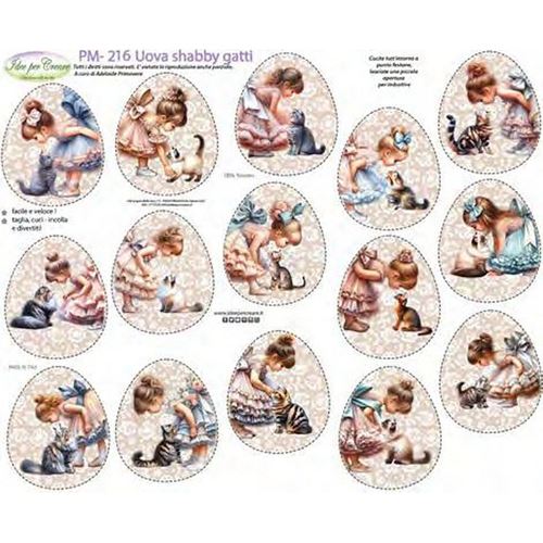 Pannolenci Stampato Uova Shabby Gatti
