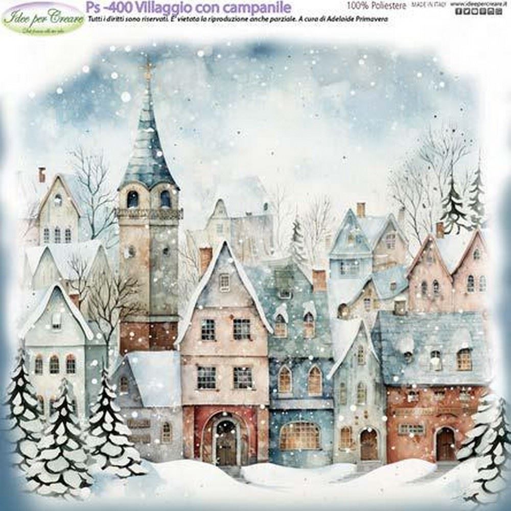 Pannolenci Stampato Villaggio con campanile