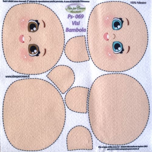 Pannolenci Stampato Visi Bambola