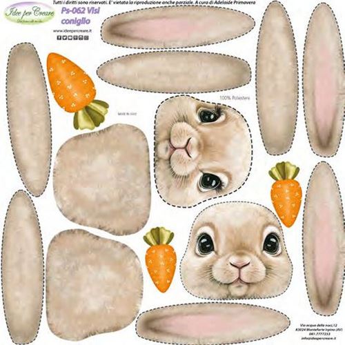 Pannolenci Stampato Visi Conigli