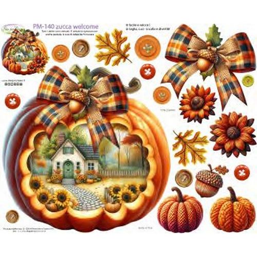 Pannolenci Stampato Zucca Welcome cm 30