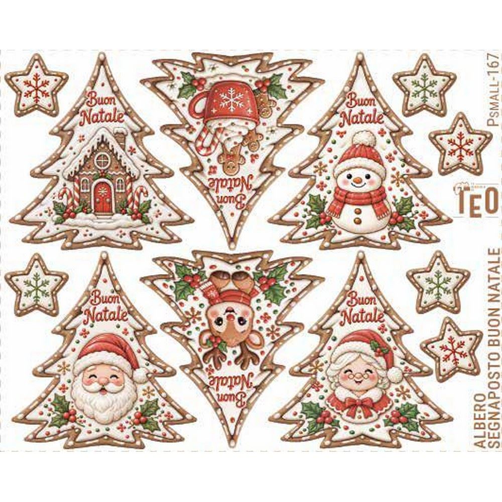 Pannolenci stampato Albero segnaposto Buon Natale