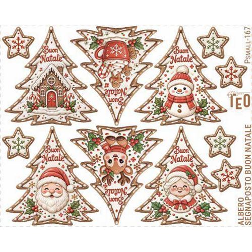 Pannolenci stampato Albero segnaposto Buon Natale