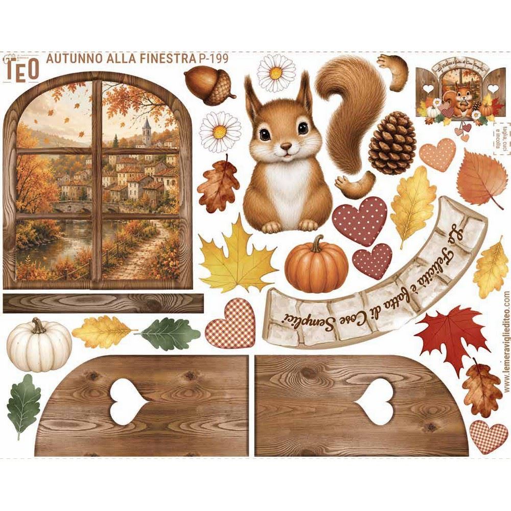 Pannolenci stampato Autunno alla Finestra
