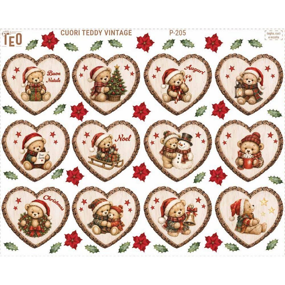 Pannolenci stampato Cuori Teddy Vintage