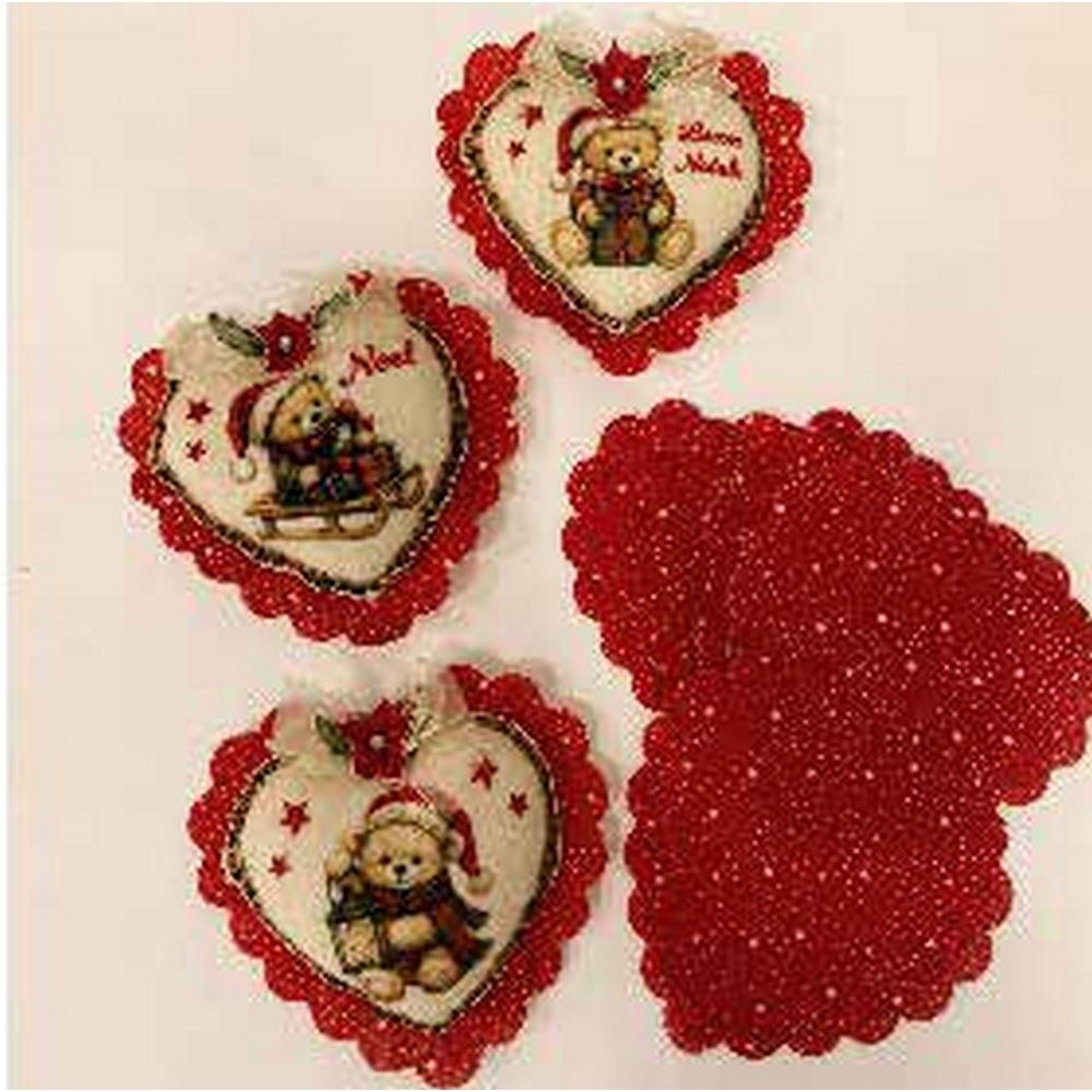 Pannolenci stampato Cuori Teddy Vintage