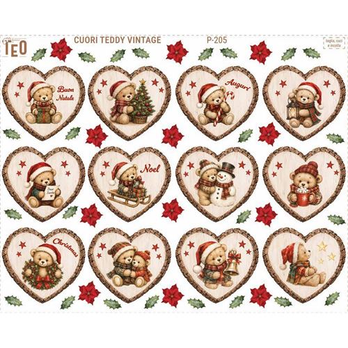 Pannolenci stampato Cuori Teddy Vintage