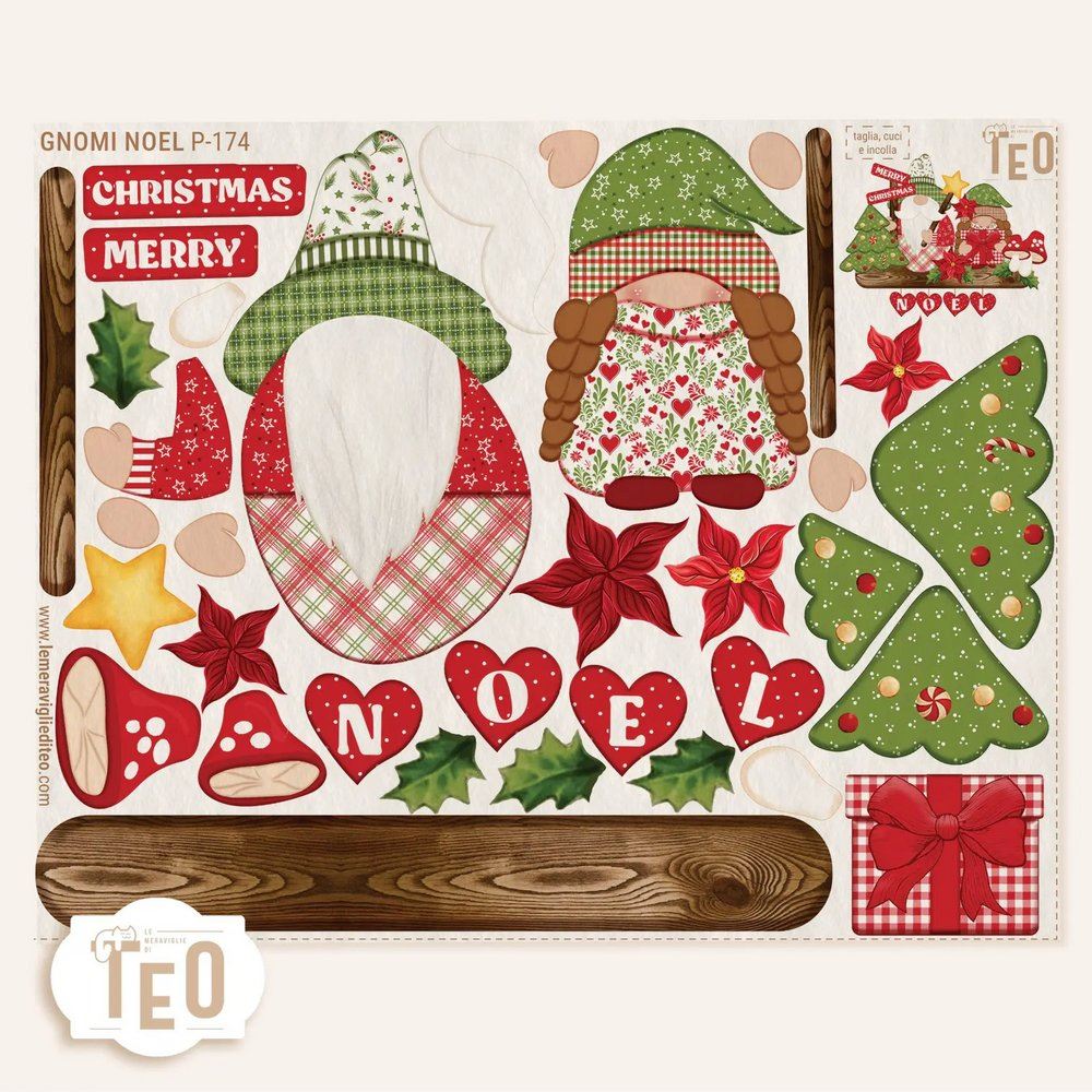 Pannolenci stampato Gnomi Noel