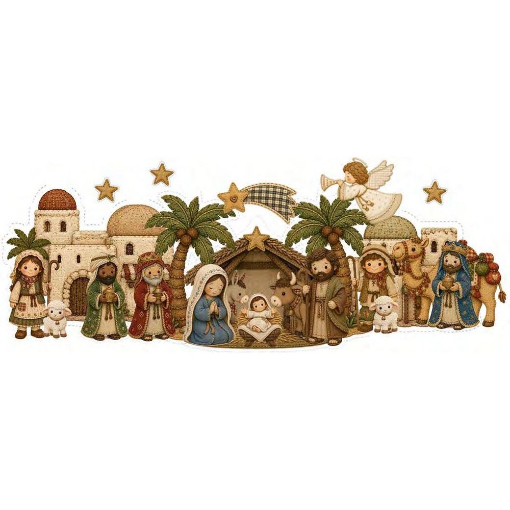 Pannolenci stampato Presepe Country 2