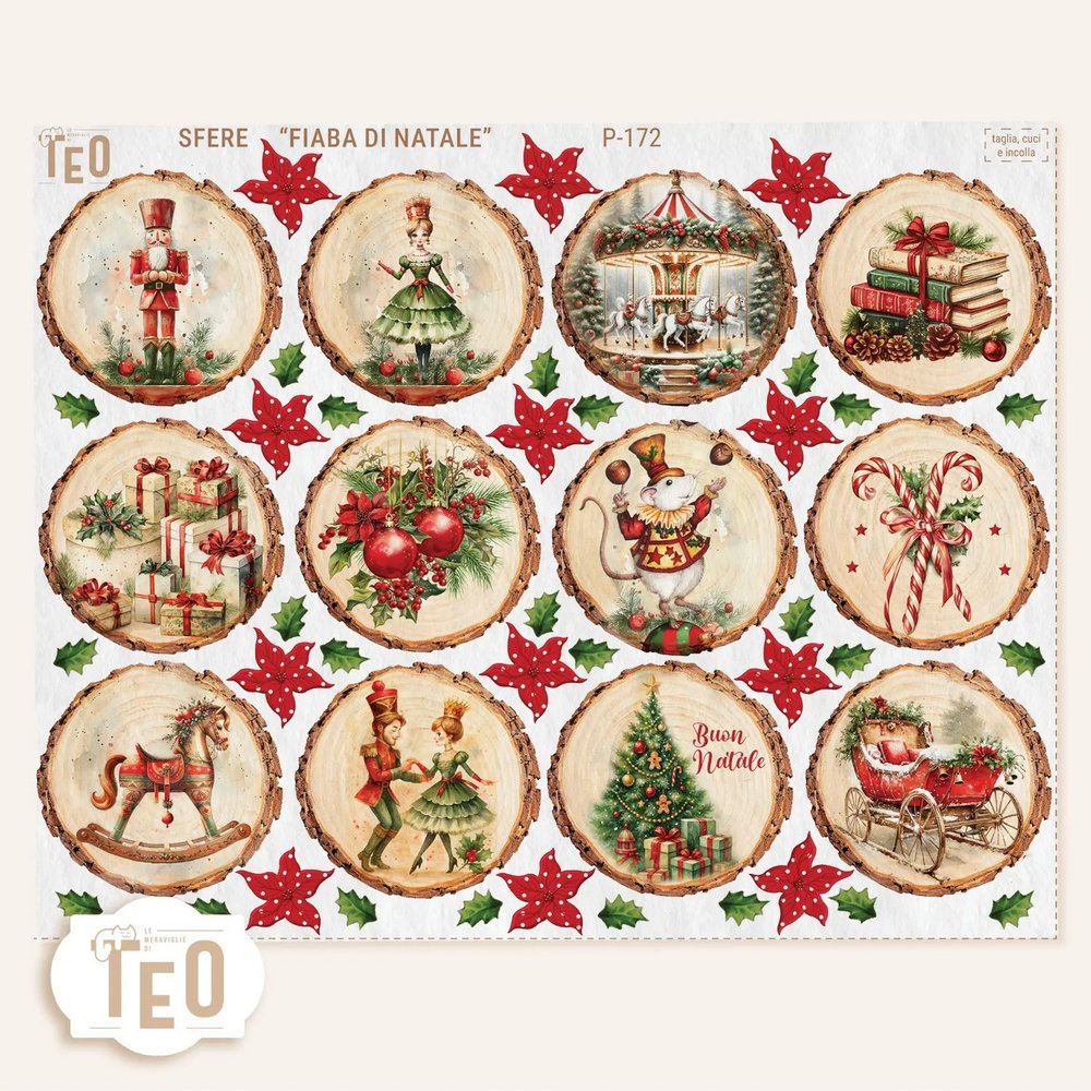 Pannolenci stampato Sfere "Fiaba di Natale"