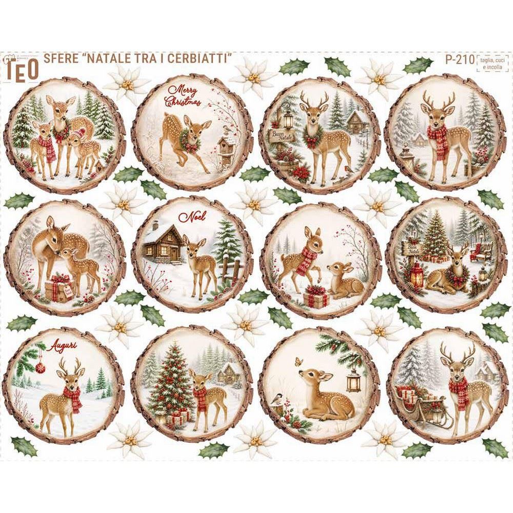 Pannolenci stampato Sfere “Natale tra i Cerbiatti”