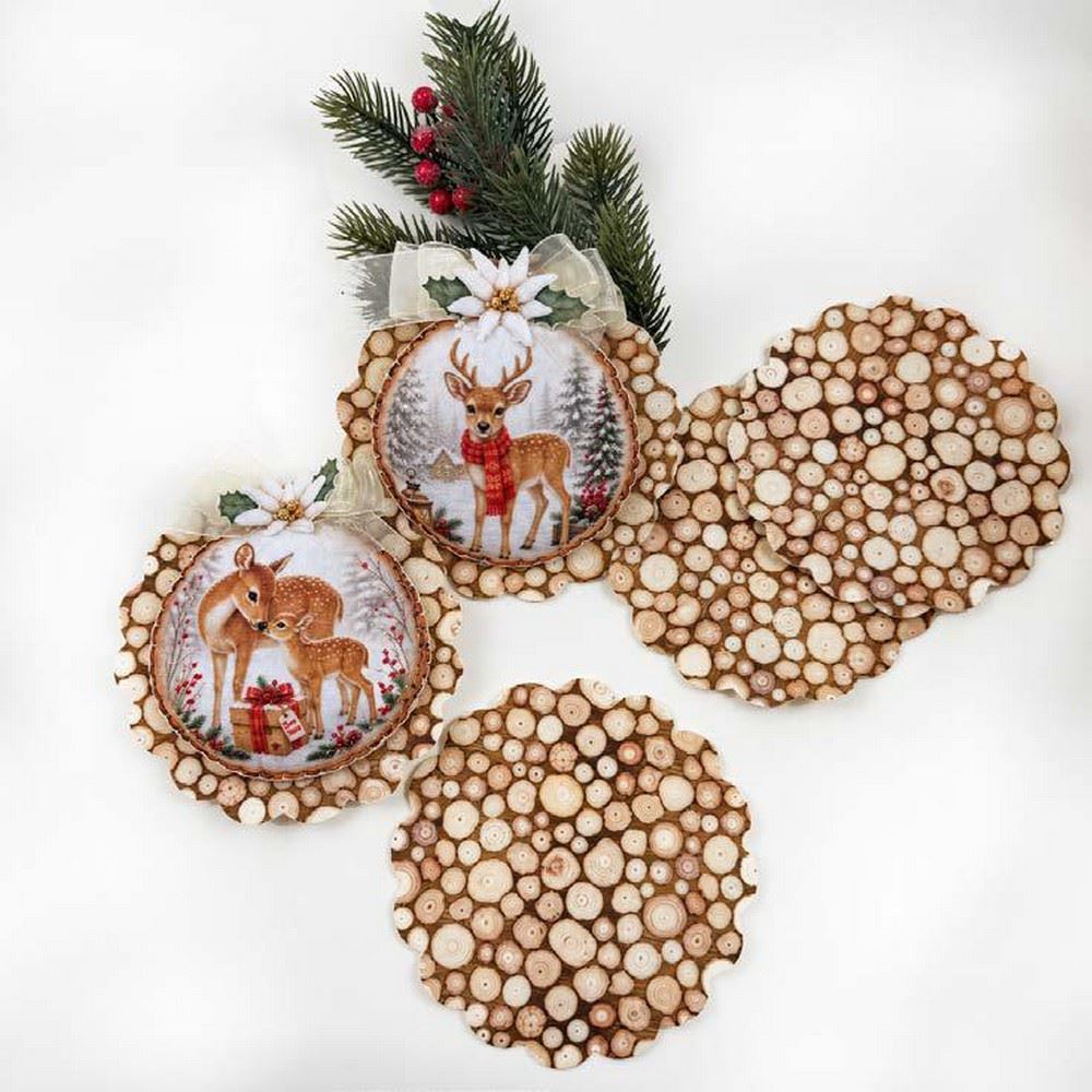 Pannolenci stampato Sfere “Natale tra i Cerbiatti”