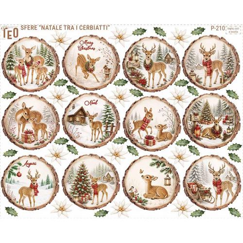 Pannolenci stampato Sfere “Natale tra i Cerbiatti”
