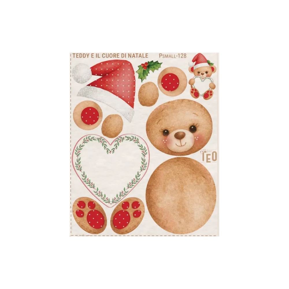 Pannolenci stampato Teddy e il Cuore del Natale