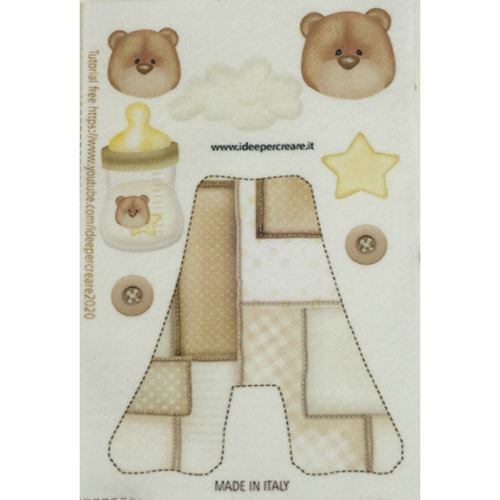 Pannolenci stampato lettera A panna cm 10