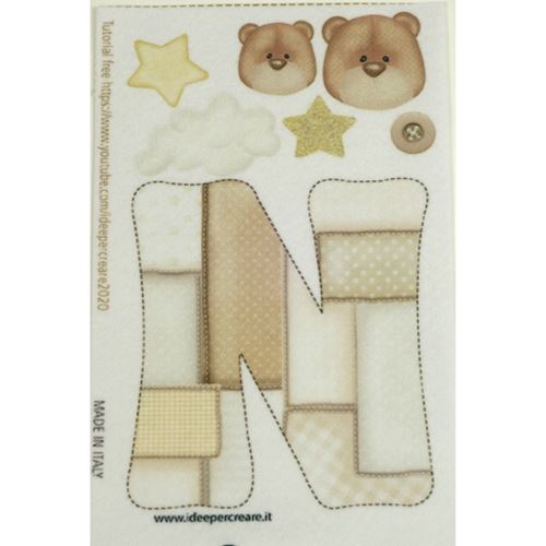 Pannolenci stampato lettera N panna cm 10