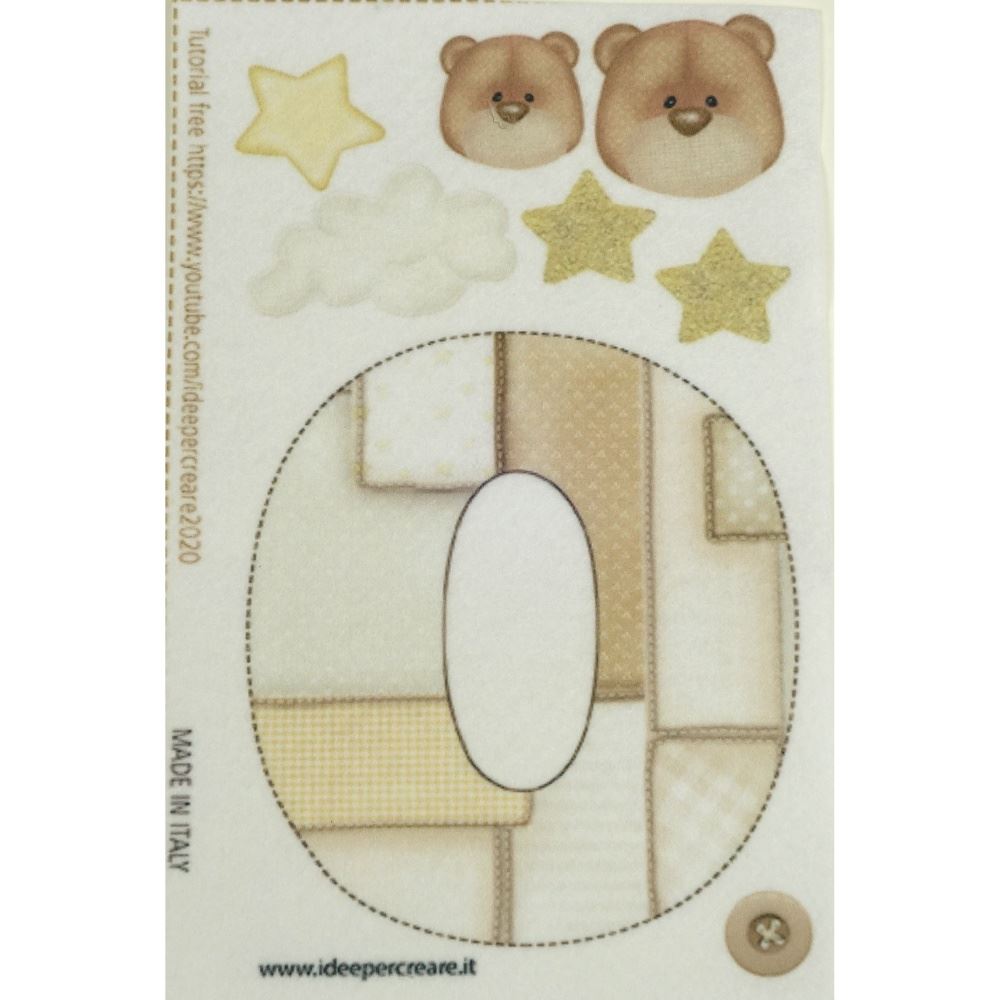 Pannolenci stampato lettera O panna cm 10