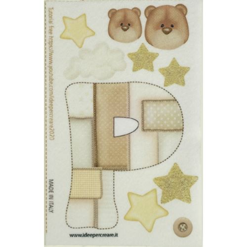 Pannolenci stampato lettera P panna cm 10