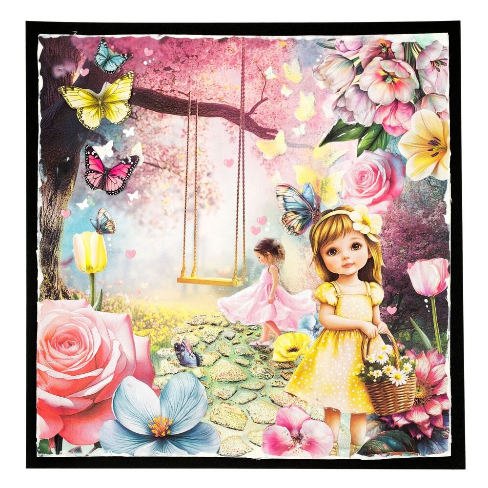 Paper Elements Fluttering Flowers