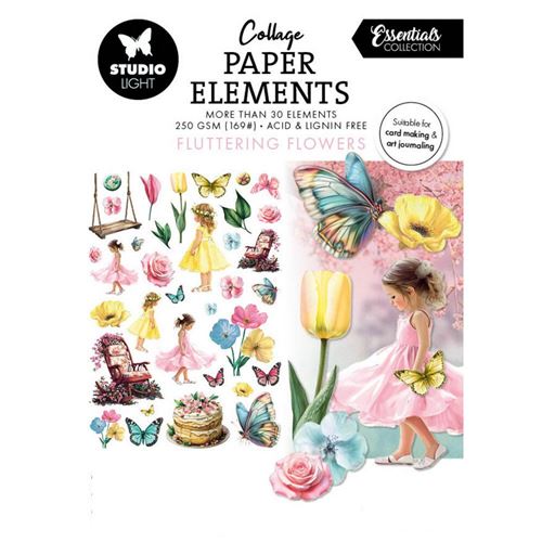 Paper Elements Fluttering Flowers