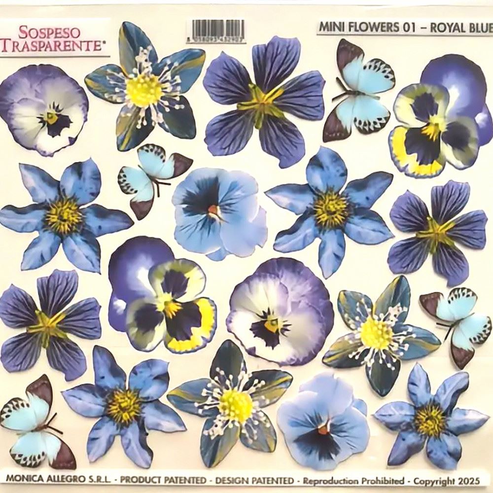 Pellicola Stampata Mini Flower Royal Blue New