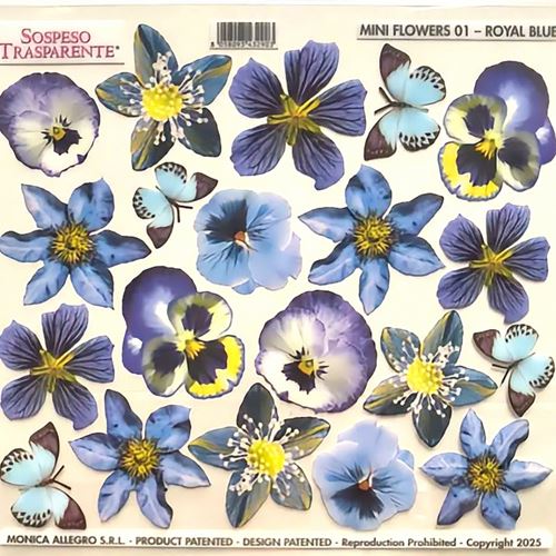 Pellicola Stampata Mini Flower Royal Blue New