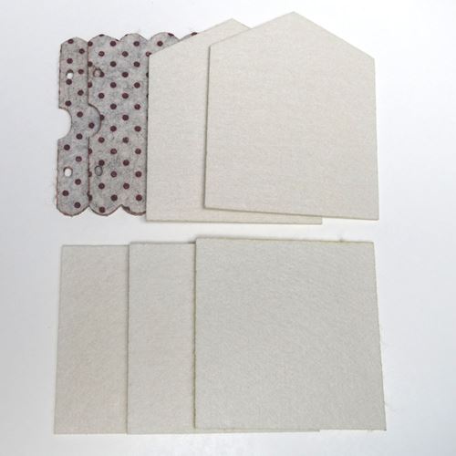 Portagomitolo in Feltro Panna e Grigio a Pois Rossi