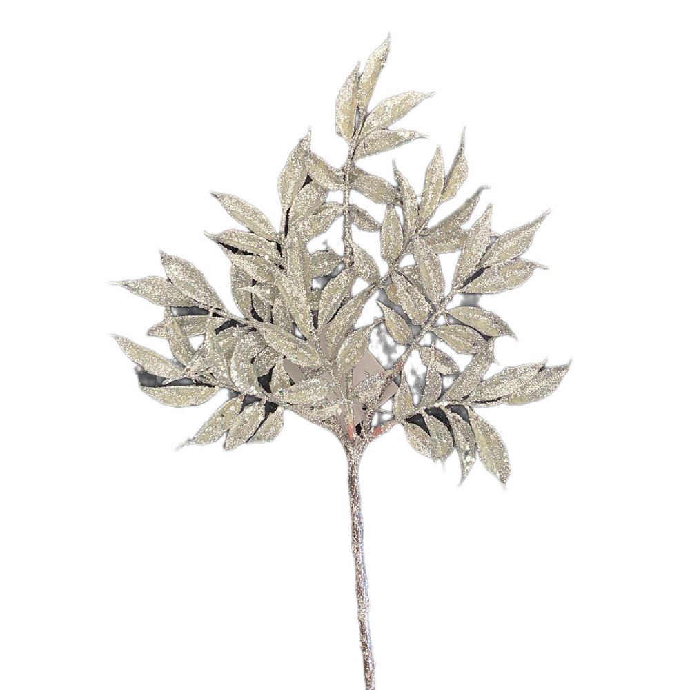 Rametto Ruscus con glitter argento