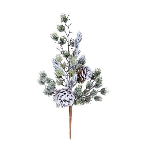 Ramo Abete con pigne e neve